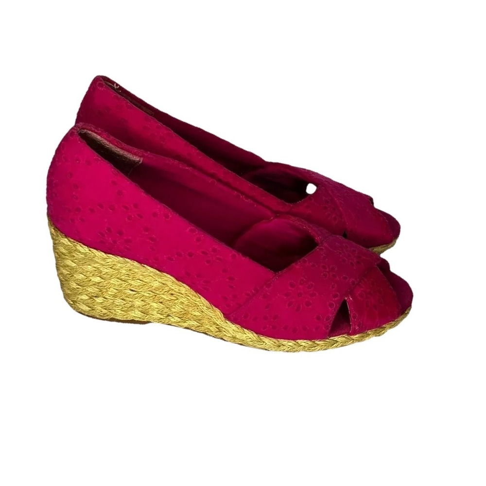Cottagecore Chaps Shoes Sz 7.5 Espadrille‎ Pink Wedge Prairie Fairycore